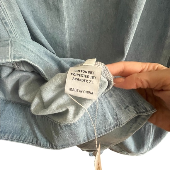 *NWT* Politi Casual Blue Denim‎ Romper Dress with pockets , Size Small - Picture 6 of 8